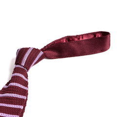 Red Silk Tie Knitted With Purple Striped, One of One - Tie Doctor  