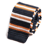 Blue & Orange Silk Striped Knitted Tie