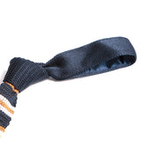 Blue & Orange Silk Striped Knitted Tie