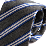 Grey Stripe Wool And Silk Tie