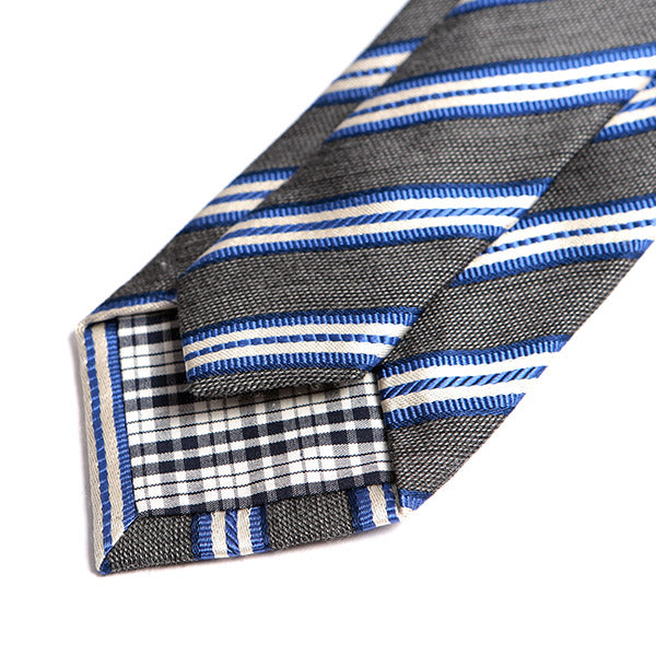 Grey Stripe Wool And Silk Tie