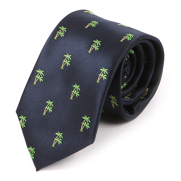 Blue Tropical Palm Tree Patterned Tie