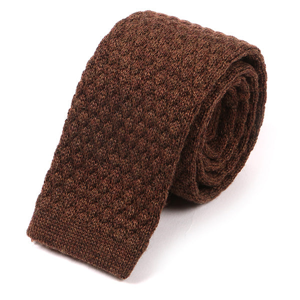 Brown Raised Wool Knitted Tie 5.5cm