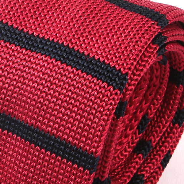 Red Lined Silk Knitted Tie