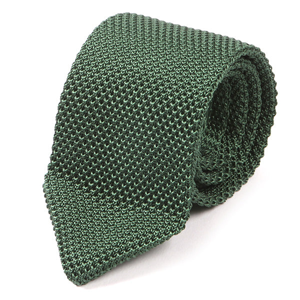 Moss Green Pointed Silk Knitted Tie - Tie Doctor  