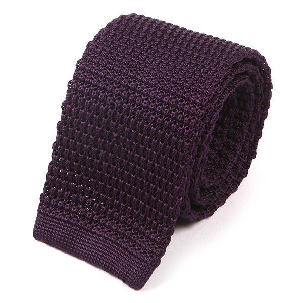 Dark Purple Silk Knitted Tie
