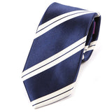 Navy Blue And White Silk Tie