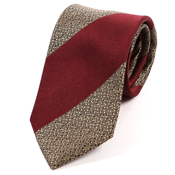 Red And Gold Bold Striped Silk Tie