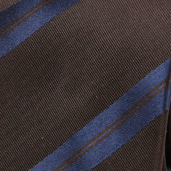 Brown And Navy Striped Silk Tie