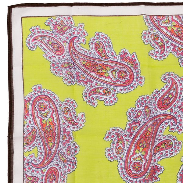 Yellow And Red Large Detailed Paisley Pocket Square - Tie Doctor  