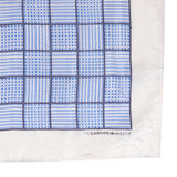 Light Blue And White Squares Large Silk Pocket Square - UK Printed