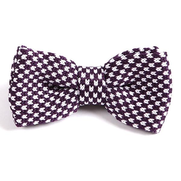 PURPLE & WHITE KNITTED BOW TIE - Tie Doctor  