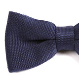 Plan Navy Blue Knitted Bow Tie - Handmade Limited Edition Ties by Tie Doctor