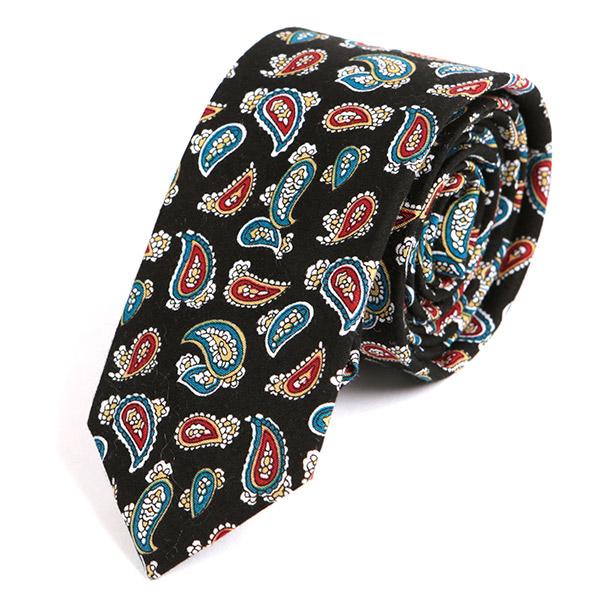 Black Paisley Cotton Slim Tie - Tie Doctor  
