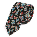 Black Paisley Slim Cotton Tie - Handmade Silk Wool And Knitted Ties by Tie Doctor