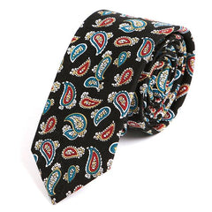 Black Paisley Cotton Slim Tie - Tie Doctor  