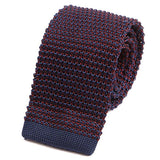 Navy & Red Fusion Silk Knitted Tie - Handmade Silk Wool And Knitted Ties by Tie Doctor