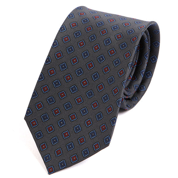 Grey & Red Macclesfield Silk Tie - Handmade Silk Wool And Knitted Ties by Tie Doctor