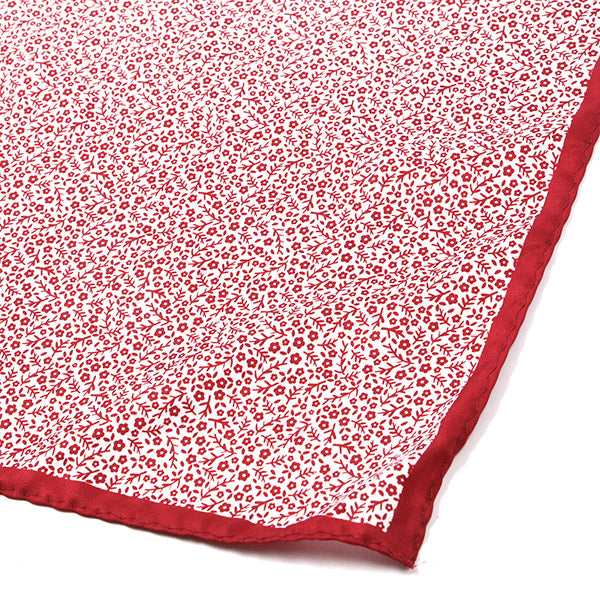 Red Mini Floral Patterned Pocket Square - Tie Doctor  