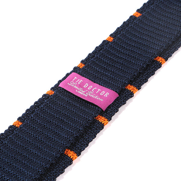Blue & Orange Stripe Silk Knitted Tie 6cm