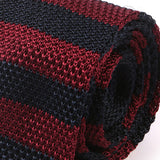 Navy Blue & Burgundy Silk Knitted Tie