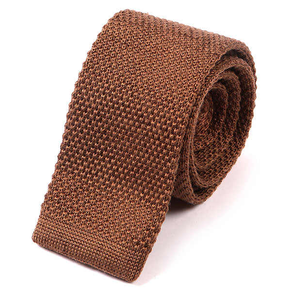Brown Wool Knitted Tie 5.5cm