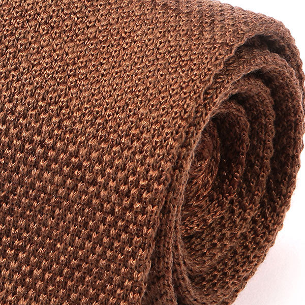 Brown Wool Knitted Tie 5.5cm