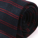 Silk Striped Navy Blue & Red Knitted Tie 6cm