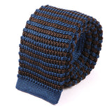 Blue & Brown Stripe Duo Silk Knitted Tie 6cm