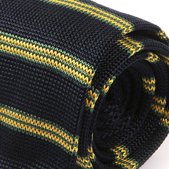 Silk Striped Navy Blue & Yellow Knitted Tie 6cm - Tie Doctor  