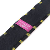 Silk Striped Navy Blue & Yellow Knitted Tie 6cm