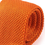 Orange Pointed Silk Knitted Tie