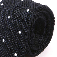 Navy Polka Dot Pointed Silk Knitted Tie - Tie Doctor  