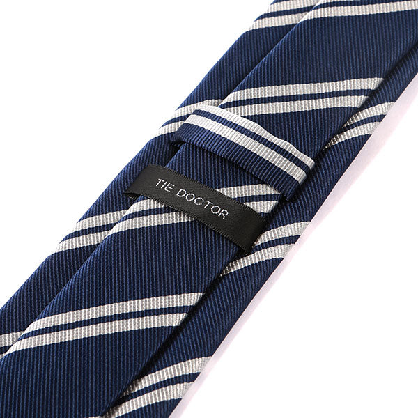 Blue & Grey Duo 7cm Ply Striped Tie