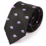 Black Tie with Purple Bear Pattern 7.5cm