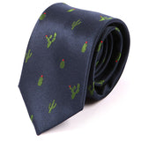 Blue & Green Cactus Pattern Striped Cac-Tie