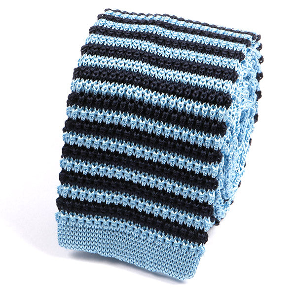 Blue Striped Silk Knitted Tie - Handmade Silk Wool And Knitted Ties by Tie Doctor