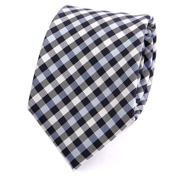 Navy Blue Check Silk Tie - Tie Doctor  