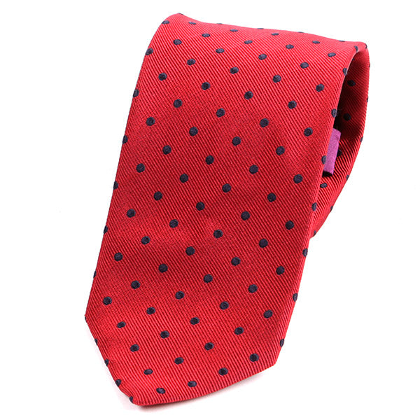 RED & BLUE MINI DOTS SILK TIE - Handmade Limited Edition Ties by Tie Doctor
