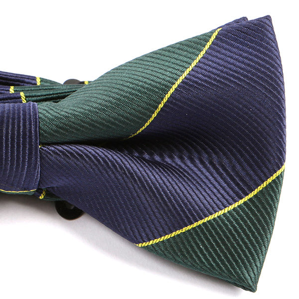 Navy & Green Striped Bow Tie - Handmade Silk Wool And Knitted Ties by Tie Doctor