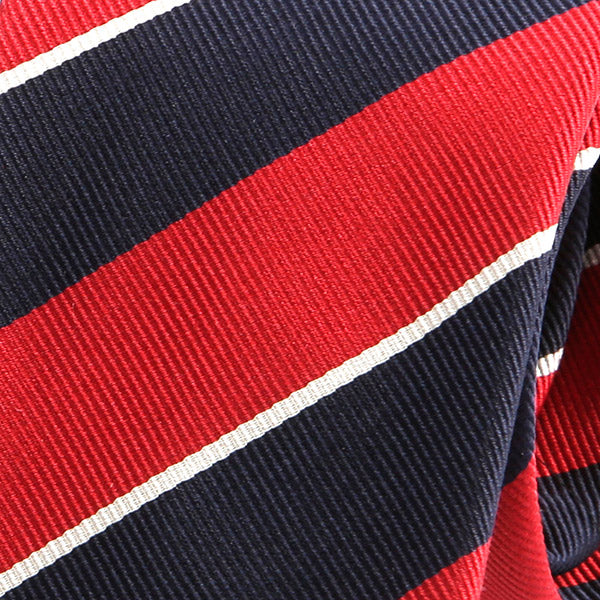 Red & Navy Striped Slim Silk Tie - Handmade Limited Edition Ties by Tie Doctor
