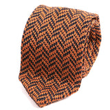 Burnt Orange and Navy Silk Pointed Knitted Tie - Handmade Silk Wool And Knitted Ties by Tie Doctor