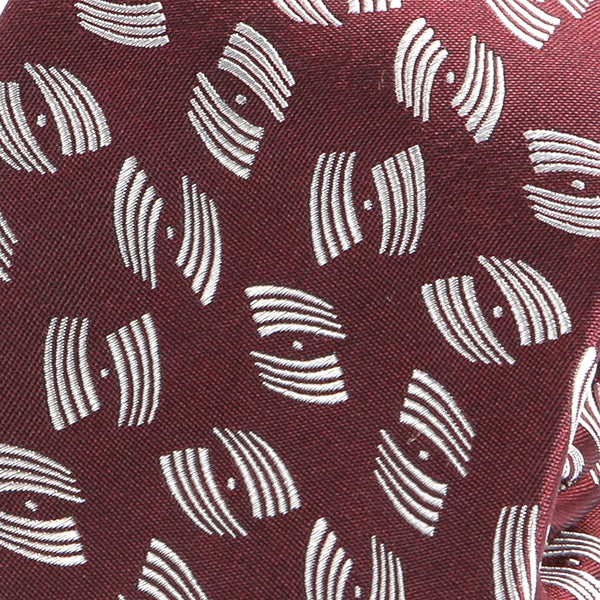 Burgundy Red Waves Print Silk Tie - Handmade Silk Wool And Knitted Ties by Tie Doctor