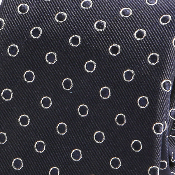 Navy Blue Circle Print Silk Tie - Handmade Silk Wool And Knitted Ties by Tie Doctor