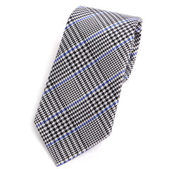 Black and Blue Lined Check Silk Tie - Tie Doctor  