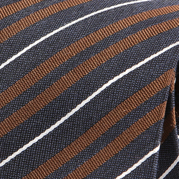 Brown Striped Textured Silk Tie