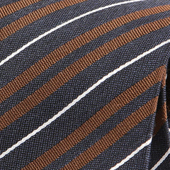 Brown Striped Textured Silk Tie - Tie Doctor  