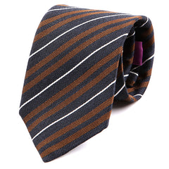 Brown Striped Textured Silk Tie - Tie Doctor  