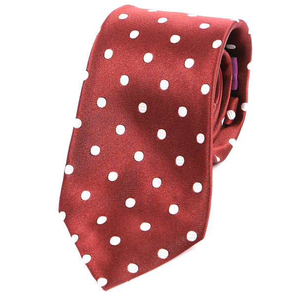 Dark Red Polka Dot Silk Tie - Tie Doctor  