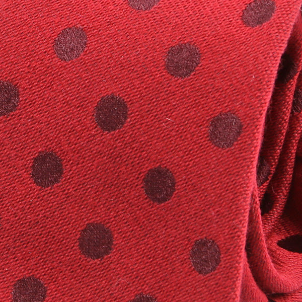 Red Italian Wool Polka Dot Slim Tie